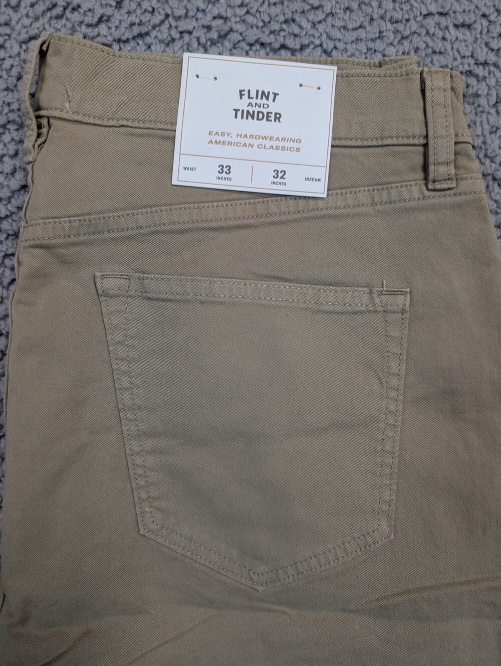 Flint and Tinder Khaki's Men's Size 33x32 Tan Tapered Fit (1247)